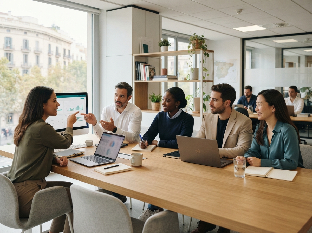 Equipo de Sfrundamolu revisando modelos de análisis de riesgo financiero